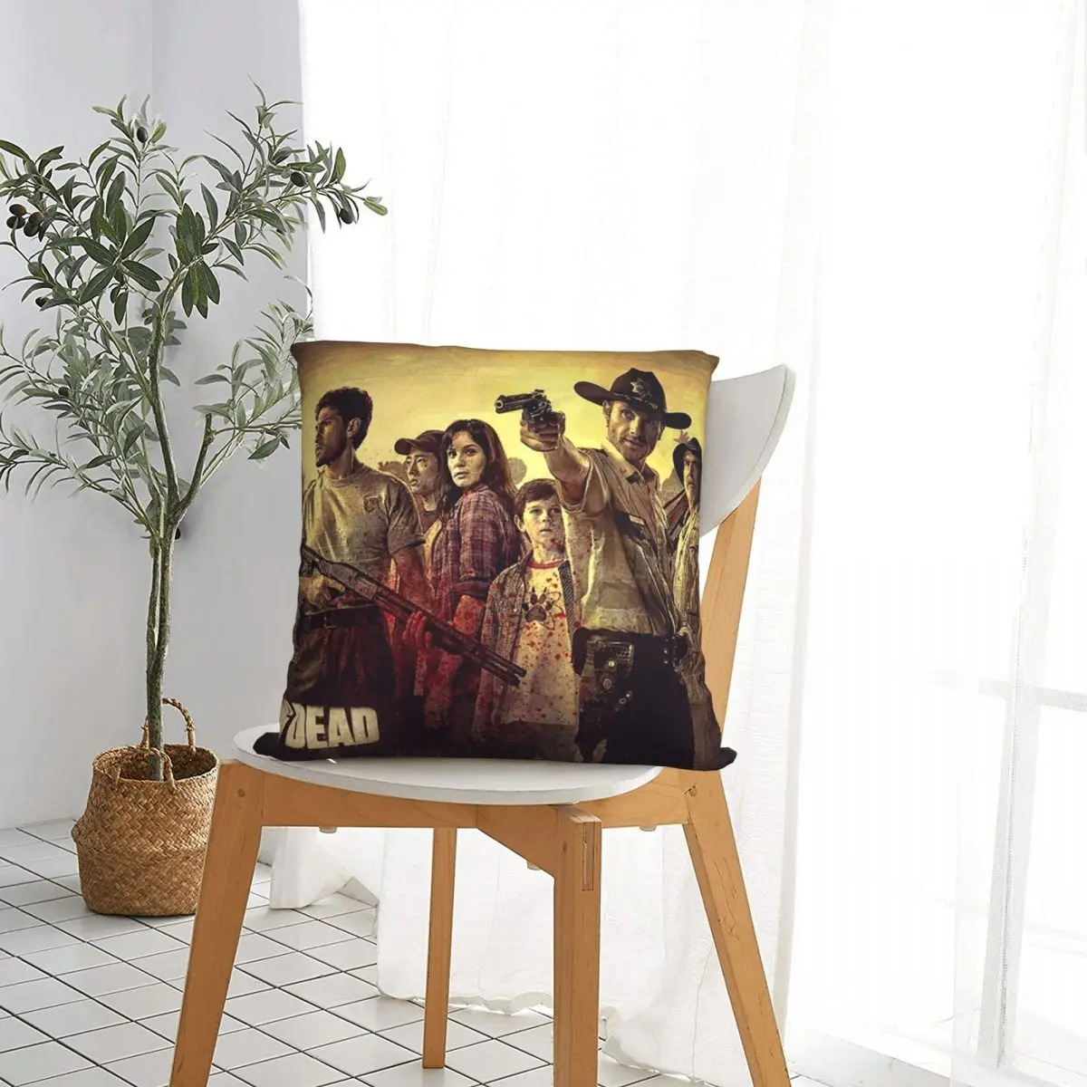 The Walking Dead Square Pillow Case Horror Movie Zombies Cushion Cover Creative Zipper Decor Throw Pillow Case Cover for Car