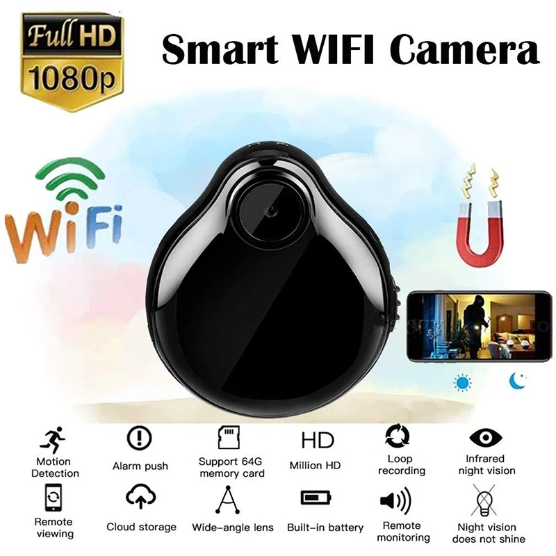 

1080P Wifi Mini Water Droplets Shape Magnetic Body Cloud Recording Camera with Night Vision Motion Sensor HD Video Micro Webcam