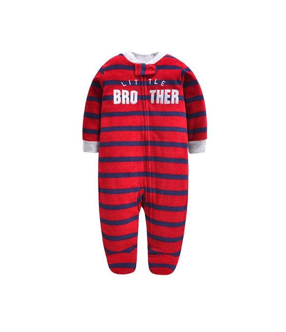 Newborn Baby Rompers 2019 Fall Winter Fleece Warm Little Brother Sister All Star Footed Baby Pajamas Infant jumpsuits Sleepwear