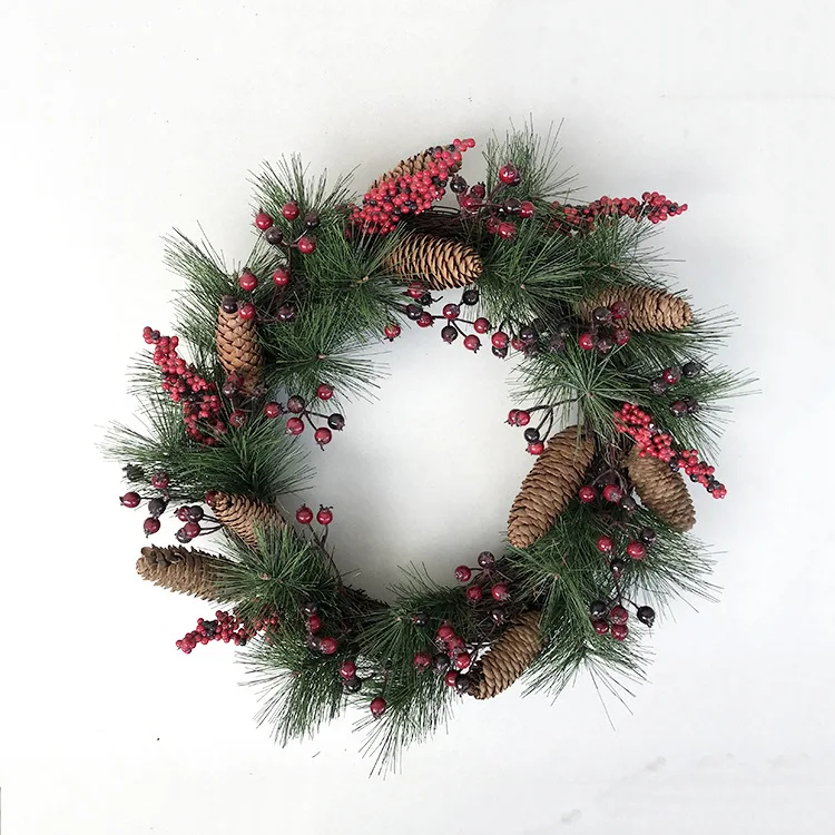 Christmas Garlands Decorated Door Hanging Plants Handmade Pine Cones Decoration Children Room Wall Hanging Rings Xmas Decor