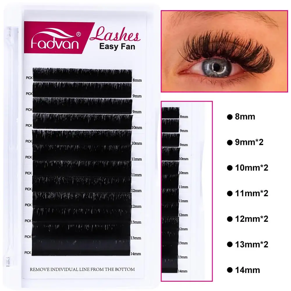 10 Case Easy Fanning Eyelash Extensions Faux mink Flare Soft Eye Lashes Russian Volume Eyelash Extensions Cilia Silk Lashes