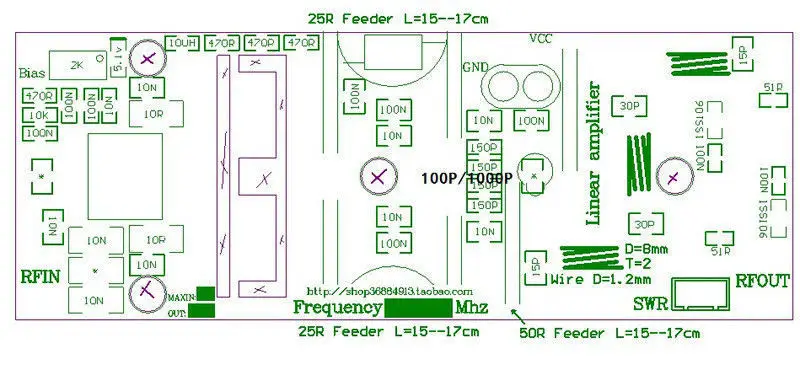 100W 80Mhz-170Mhz RF Power Amplifier Board DIY KITS MRF186 Transistor tube For Ham Radio Walkie talkie transmitter