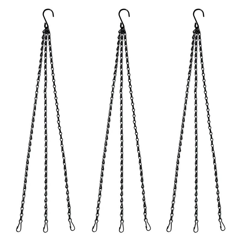 6 Pack Hanging Chain, HEAVY DUTY 50cm Hanging Flower Basket Replacement Chain -3 Point Garden Plant Hanger for Outdoor or Indoor