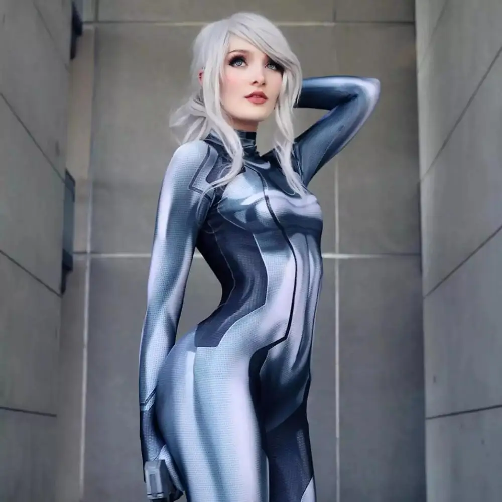 أسود رمادي ساموس زيرو آران ازياء النساء الفتيات Catsuit صفر دعوى Samus لعبة Zentai دعوى الكبار الاطفال ارتداءها