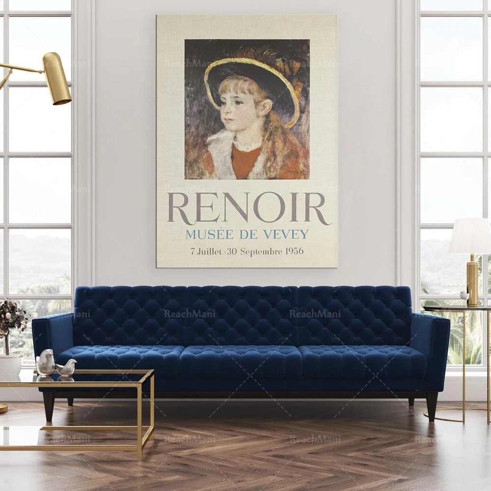 Renoir Art Exhibition Poster, Modern Scandinavian Art, Gallery Poster, Paris Print, Paris Wall Art, Mid Century Wall Art, Moder