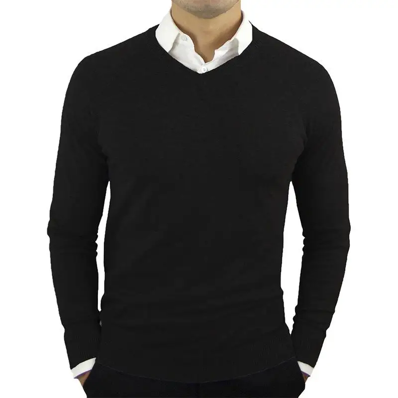 2022 de alta qualidade nova marca de moda lã malha pulôver v pescoço camisola preto para homens outono inverno casual jumper roupas masculinas 2xl