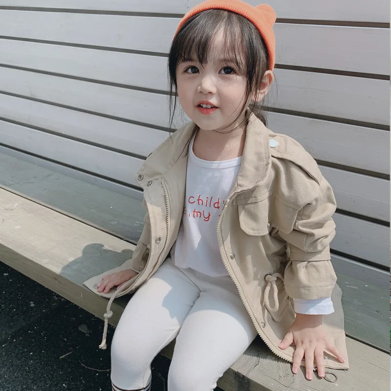 Kids Jacket Boys And Girls Children Back Lettered Pocket Jacket Spring And Autumn New Style Korean- Style Coat 1-6-Year-Old