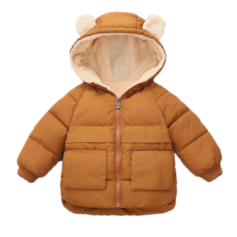 2021 Winter Girls Jackets Autumn Fashion Baby Boys Thick Pocket Jacket Hooded Outerwear Kids Clothes Children Warm Coats Jacket