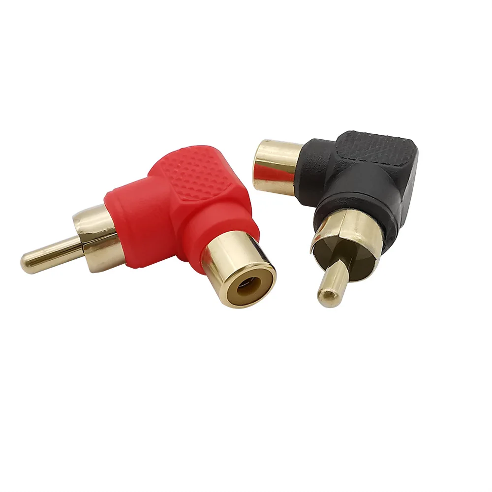 1/2/5Pair Red+black Right Angle RCA Connector Audio Adapter Male to Female M/F 90 Degree AV RCA Elbow Plug Jack Extender L Shape