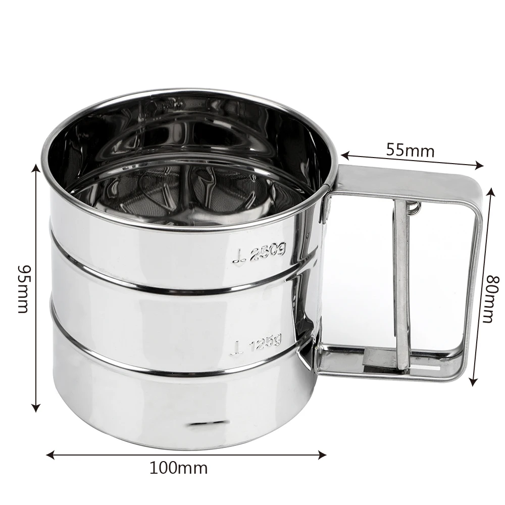 Stainless Steel Sieve Cup Baking Icing Sugar Shaker Bakeware Powder Flour Mesh Sifter Cup Pastry Baking Tools images - 6