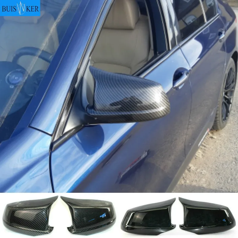 

Pair Black/Carbon Fiber Look Rearview Mirror Caps Car Door Wing Mirror Cover Replacement For BMW F10 5-Series 2011-2013 Pre-LCI