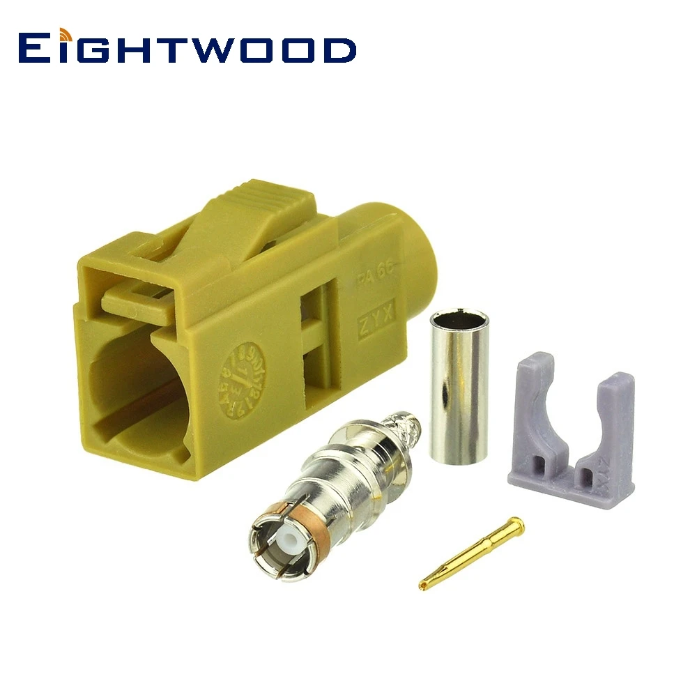 

Автомобильная спутниковая радиоантенна Eightwood, разъем приемника Fakra Code K Curry/1027 Jack Crimp для RG174 RG316 LMR100, коаксиальный разъем