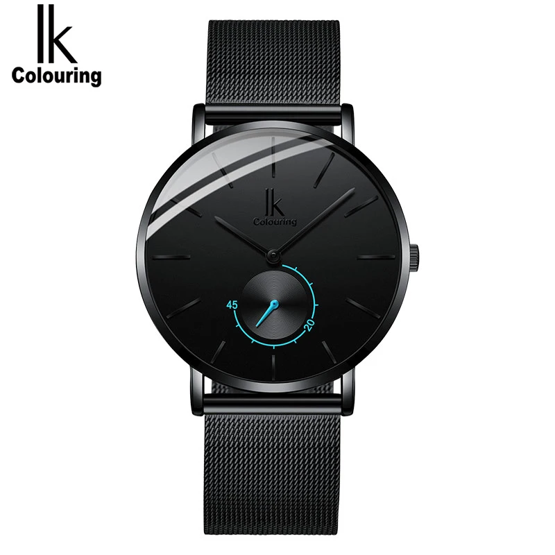 IK Colouring-Reloj de lujo ultrafino para hombre, pulsera de cuarzo, correa de cuero, Masculino