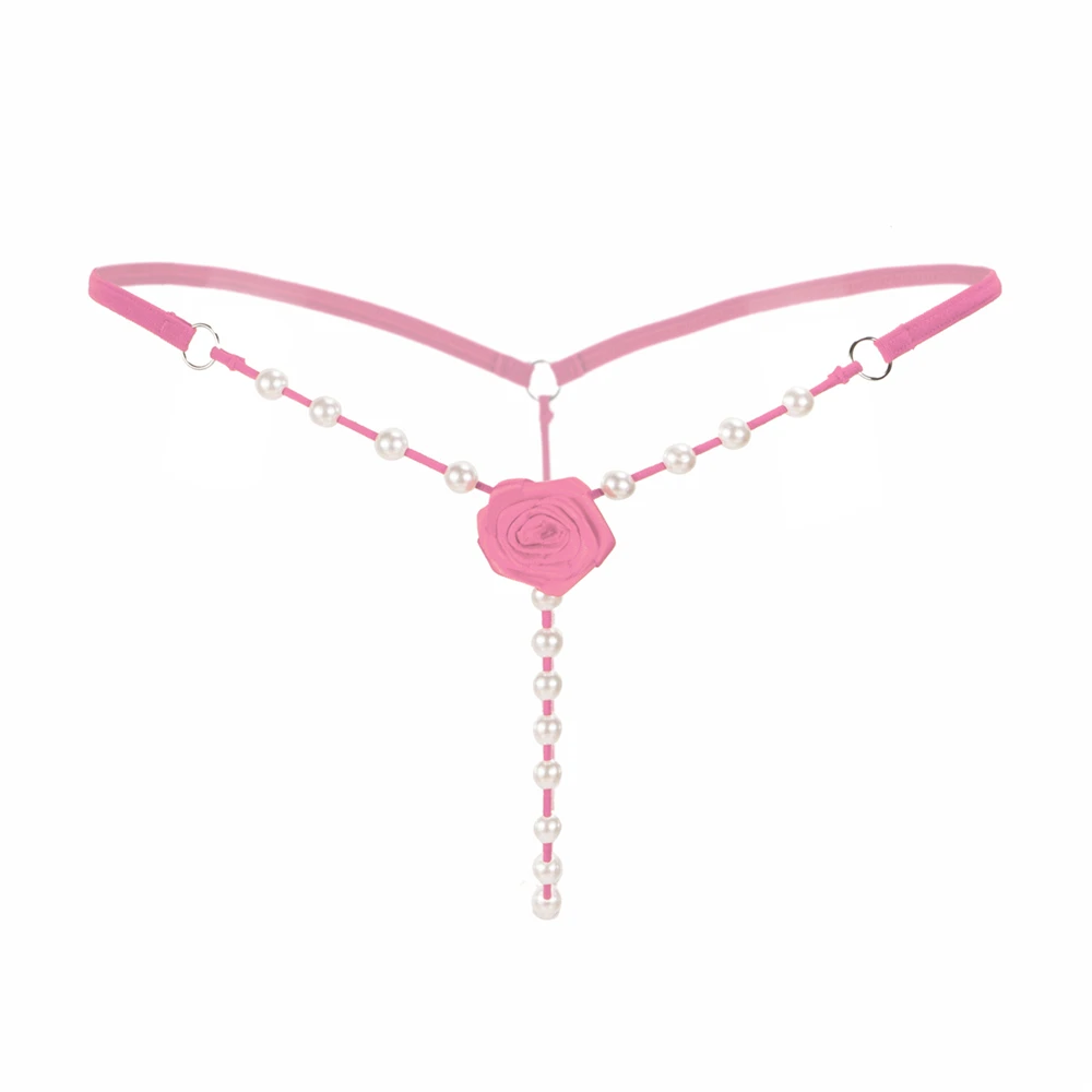 Transparent Crotchless String Bead G-string Lingerie for Sex Porno Erotic Outfit Thongs Women Sexy Underwear Pearl Open Panties