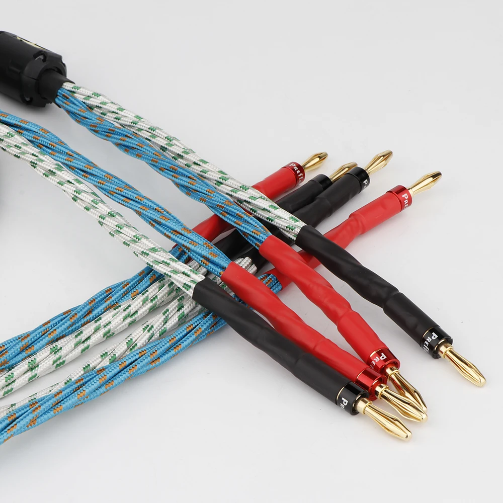 Hifi West كابل مكبر الصوت الكهربائي HIFI Audiophile مطلية بالذهب الموز إلى الموز التوصيل Biwire مكبر الصوت سلك الصوت