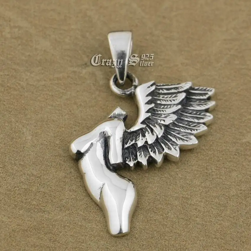 

925 Sterling Silver Naked Wing Angel Fashion Charms Pendant 9S016
