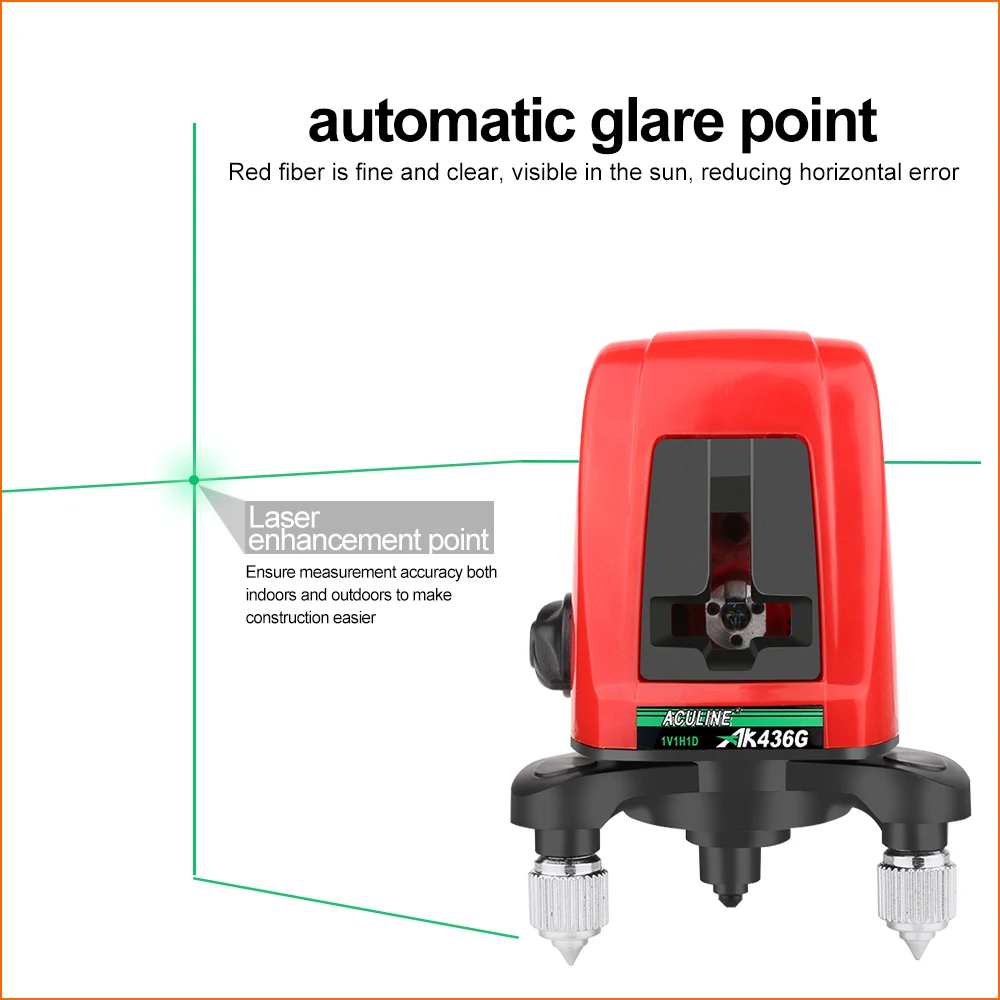 DZYTEK Laser Levels 360 Green Light Self Leveling Horizontal Vertical Rotary Mini 2 Line Lasers Bracket 3D Tripod Laser Level