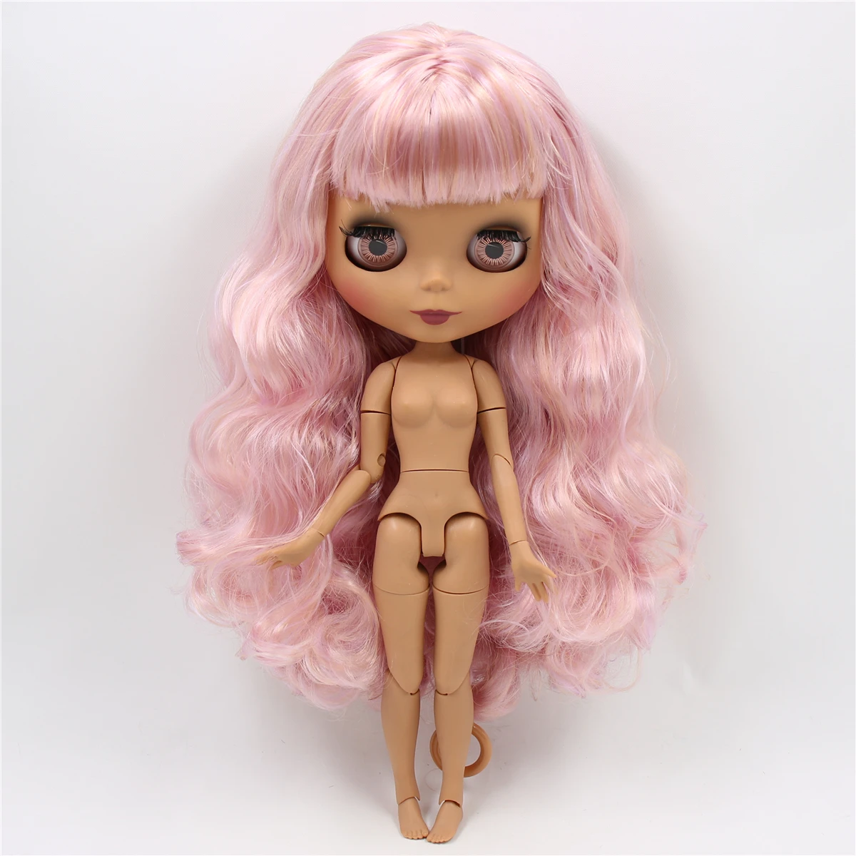 ICY DBS Blyth Doll 1/6 bjd joint body dark skin matte face purple mix pink hair toy 30cm girls gift