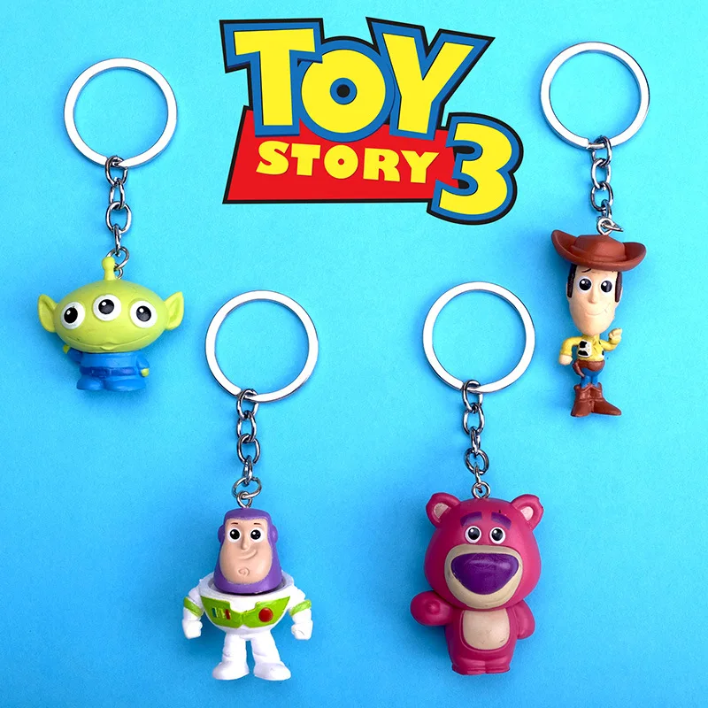 Cute Movie Toy Story 4 Woody Buzz Lightyear PVC Action Figure Keychain Figure Jessie Woody Alien Key Ring Toys for Children Gift