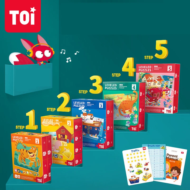 TOI Children Leveled Puzzle Advanced Chinese-English Bilingual Story Puzzle Toddler Baby Early Learning Concentration Toy 1.5Y+