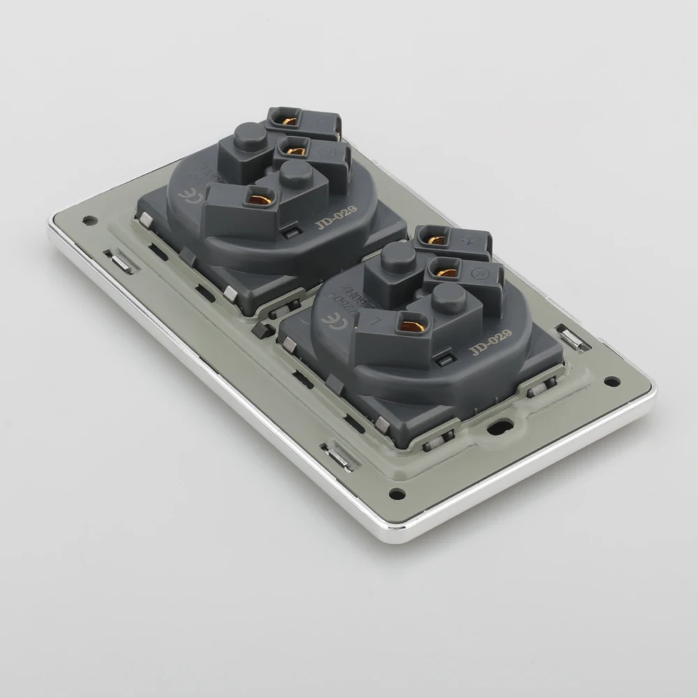 Aluminium Dubbele Stopcontact Eu Schuko Power Panel 16a Eu Stopcontact 145X86Mm