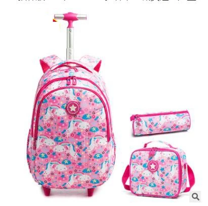 Mochila de rodinhas para crianças, mochila escolar com rodinhas para meninos mochila escolar de viagem para meninas mochila carrinho de bagagem