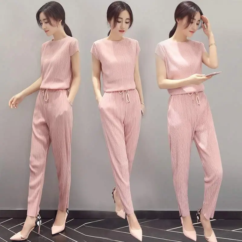 

Summer Wide-leg Pants Two-piece Suit 2021 New Temperament Women's Western Style Casual Fashion Thin Suit