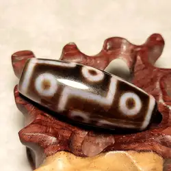 1pcs/iot Tibet Fengshui bloodline agate 9 eyes DZI 15*41mm White/dark brown DZI men&women jewelry DIY jewelry Free Shipping