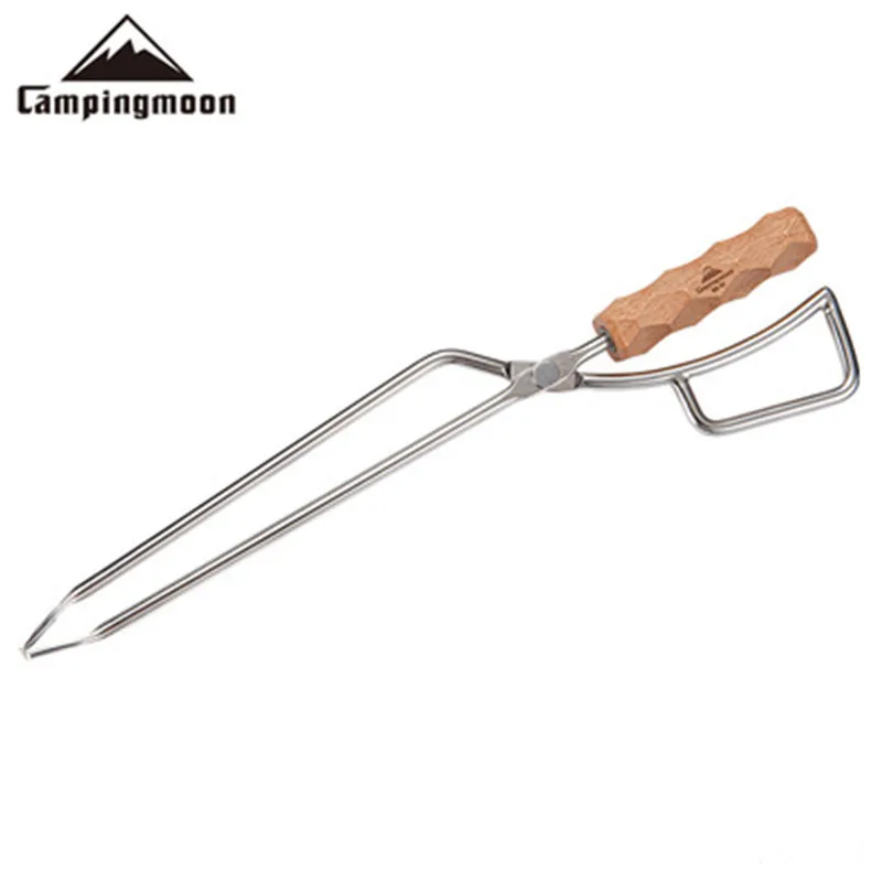 

Щипцы для огня из нержавеющей стали, рукоятка из Букового дерева в виде Луны
