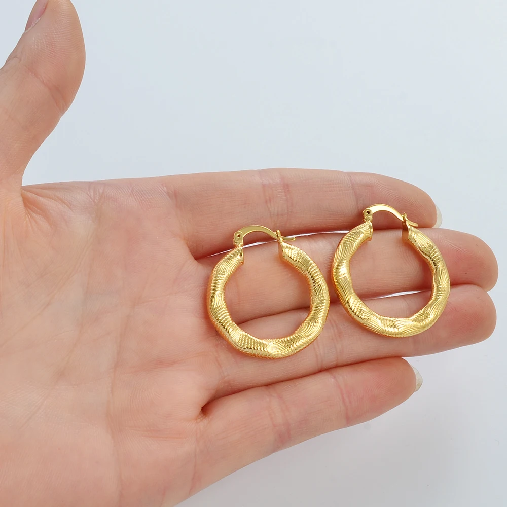 Pendientes africanos Anniyo de 2,9 cm para mujeres y niñas, pendientes redondos de Color dorado, joyería árabe etíope para fiesta de boda # 080302