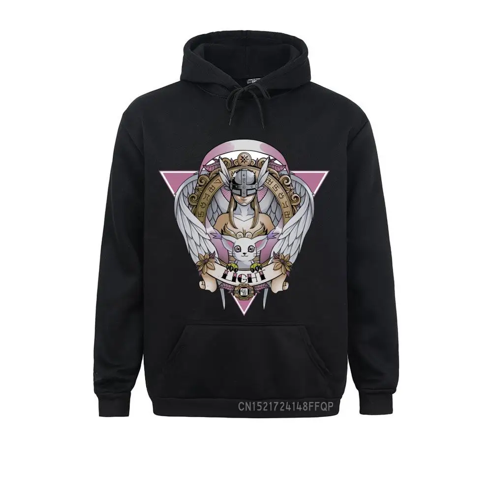 Men\'s Pullover Digimon Angewomon Angemon Awesome Artwork Printing Hoodie For Male Graphic Coat Pocket