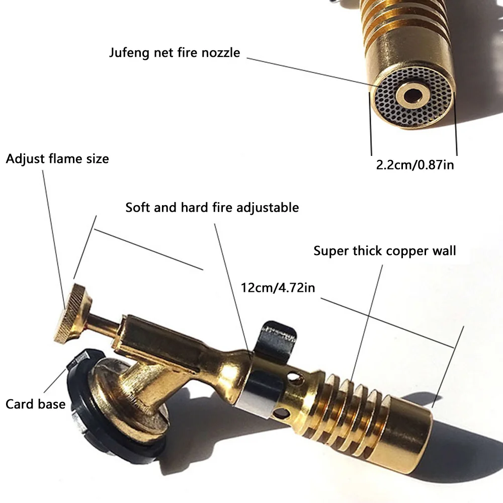 Brass Gas Torch Brazing Solder Nozzles Welding Heating Burner Propane Torch Head Pencil Flame Gun for Cylinders