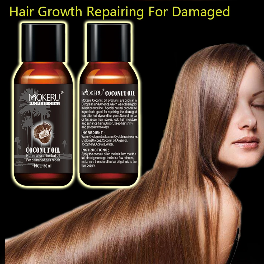 Mokeru 30ml Organic New Virgin Coconut Oil For Hair Repairing Damaged Hair Growth Treatment Prevent Hair Loss Products Woman image 2
