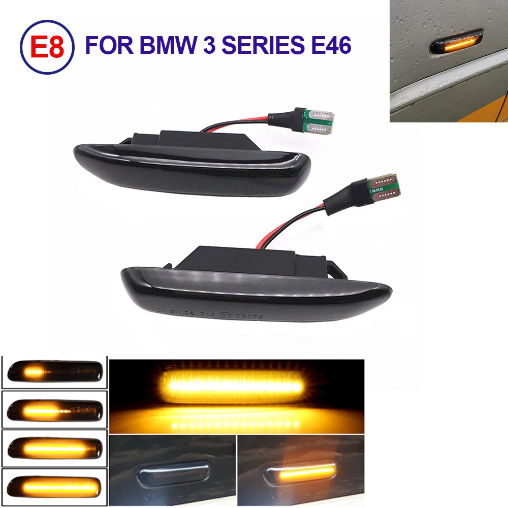 2PCS LED Turn Signal Side Marker Light For BMW 3 Series E46 Sedan Coupe Wagon Convertible 1997-2001