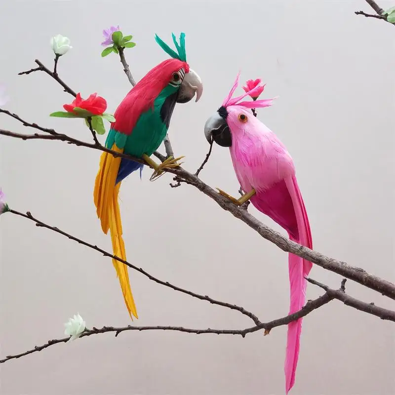 foam&feathers Bird beautiful feathers parrot Cockatoo fake bird handicraft home garden decoration gift p0502