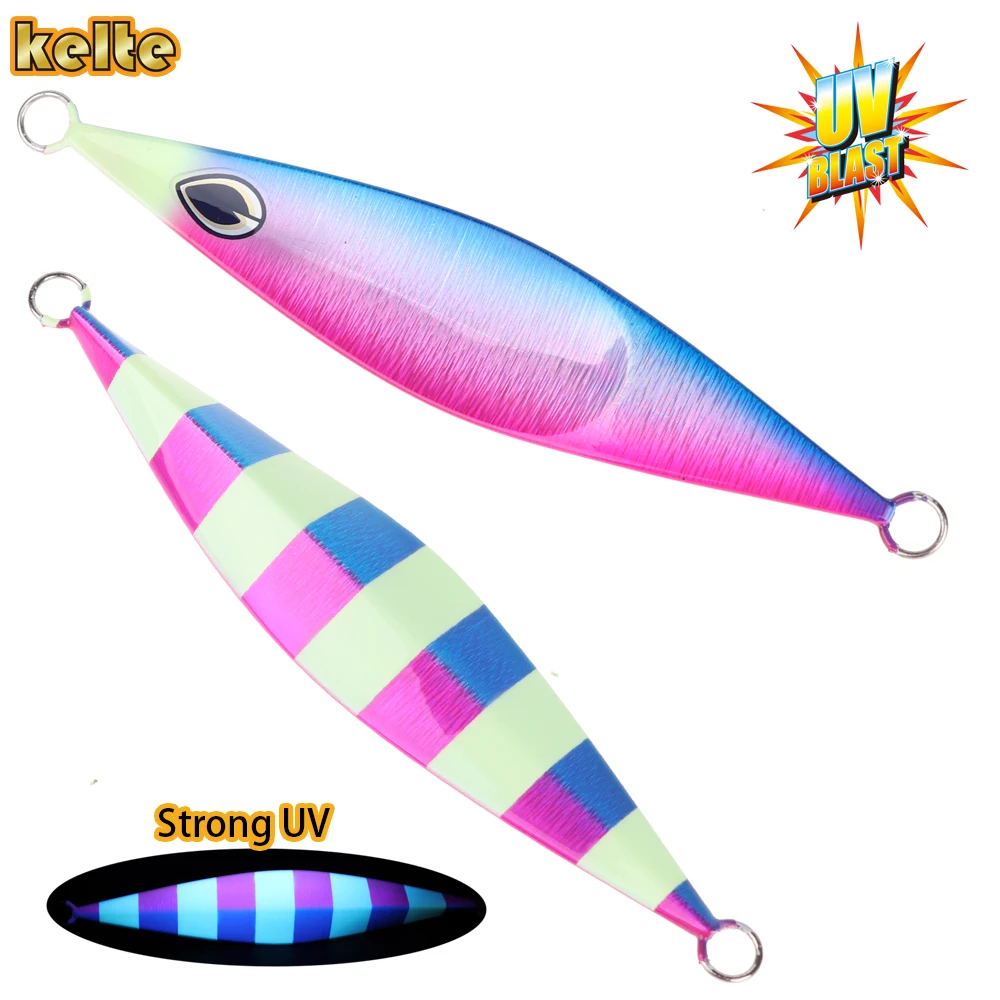 Japan Jig with UV, Slow Metal Jig, Micro Casting Spoon Jig, Artificial Bait Fish, Jigging, Vertical Slow falling Fishing
