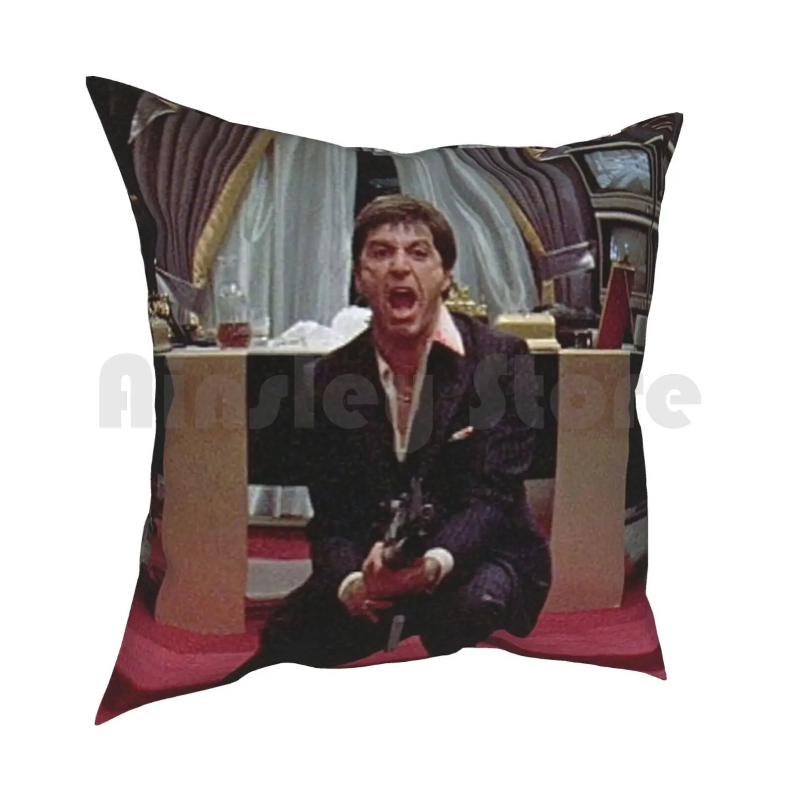 Scarface Little Friend Pillow Case Printed Home Soft Throw Pillow Scarface Movies Classic The World Is Yours Guns