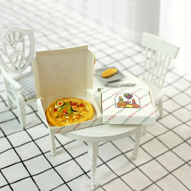 

1/6 1/12 Dollhouse Accessories Food Pizza with Take Away Box Kids DIY Decorative Toy DIY Decor Doll House Kit Mini Dollhouse