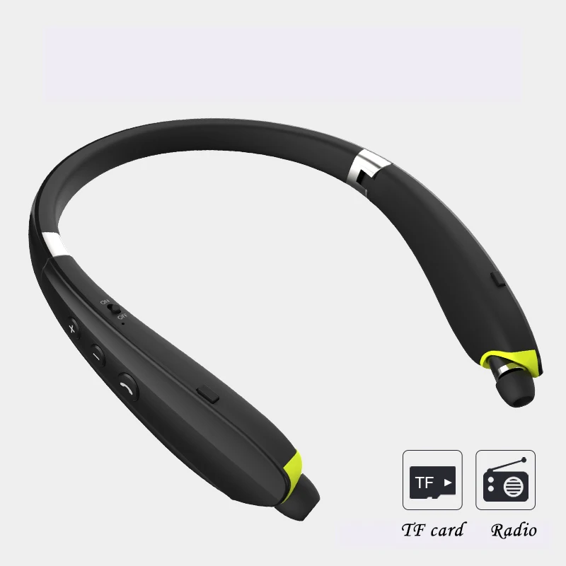 Wireless Sports Bluetooth Headset Earbud Hanging Neck Hanging Running Earphone Mp3 Player Foldable Telescopic Earphone TF Card