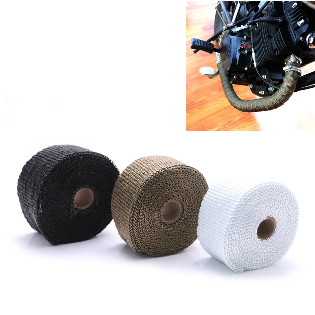 1.5mm*50mm*5m Motorcycle Exhaust Thermal Exhaust Tape Header Heat Wrap Resistant Downpipe For Motorcycle Car Accessories