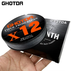 GHOTDA Braided Fishing line 300M 100M 12 Strands Multifilament Fishing Wire Carp Fishing 25-92lb