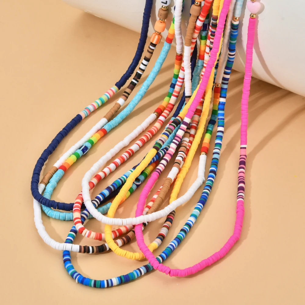 ZMZY-Cadena de cuentas de colores para mujer, cordón de arcilla antipérdida hecho a mano, joyería para teléfono móvil