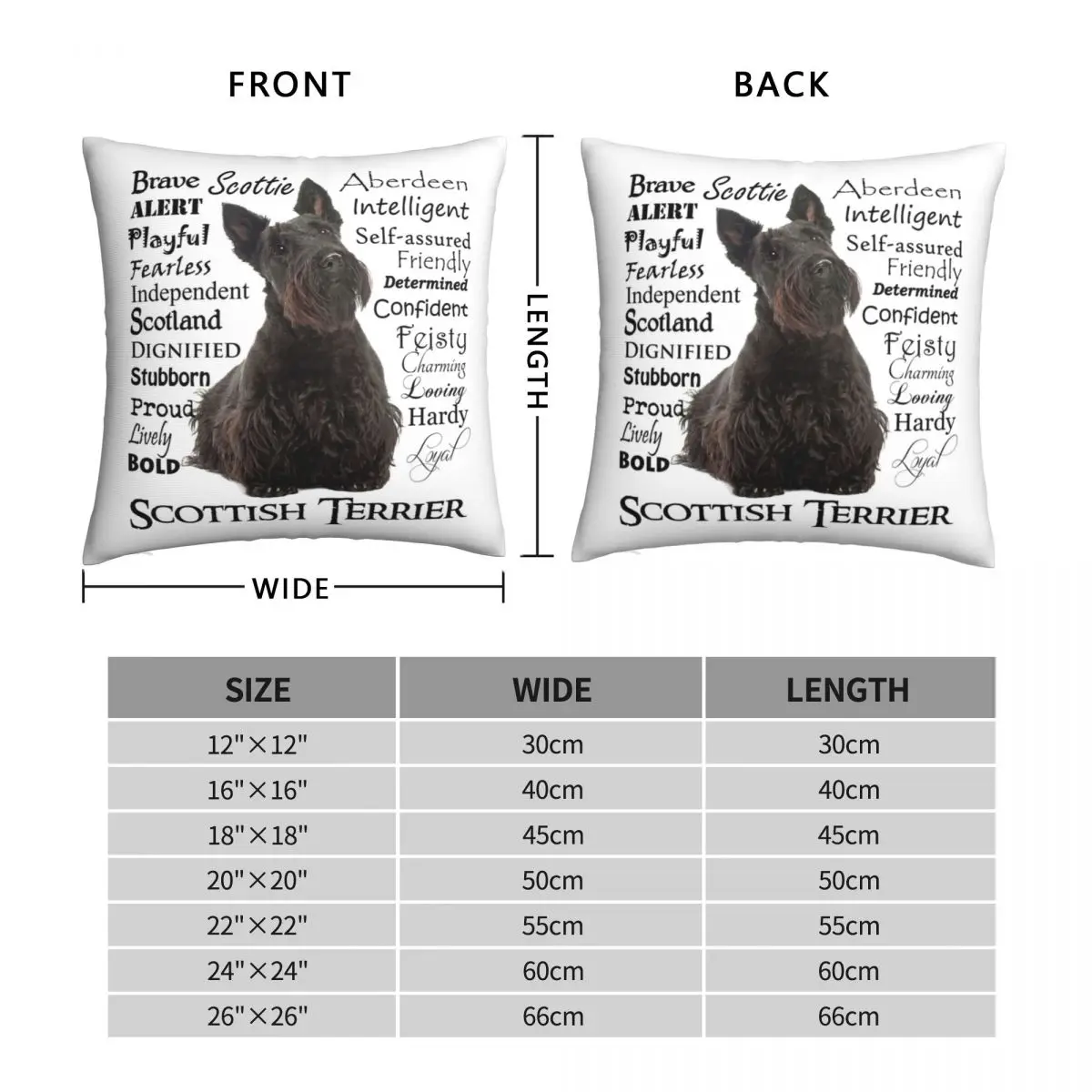 Scottie Traits Square Pillowcase Polyester Linen Velvet Zip Decor Throw Pillow Case Home Cushion Case