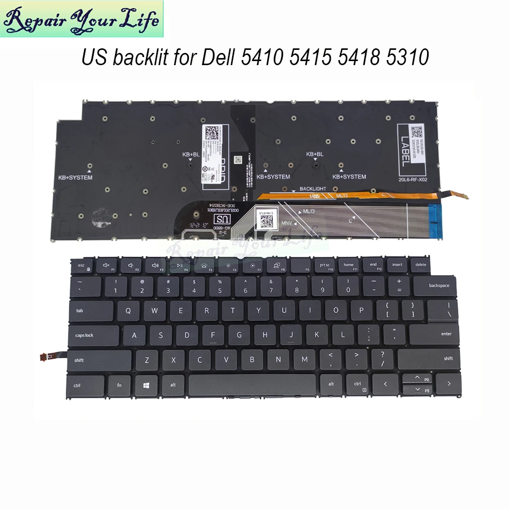 

US English Backlit keyboards for Dell Inspiron 13 5310 14 Pro 5410 5415 5418 0PK7DT PK7DT backlight laptop keyboard PC Parts