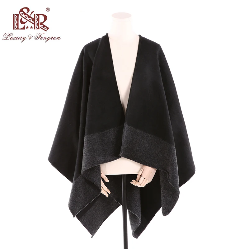 New Cashmere Winter Capes & Ponchos Women Contrast Color women Scarf Retro Female Multi-Purpose Shawl Scarf Coats & Jackets