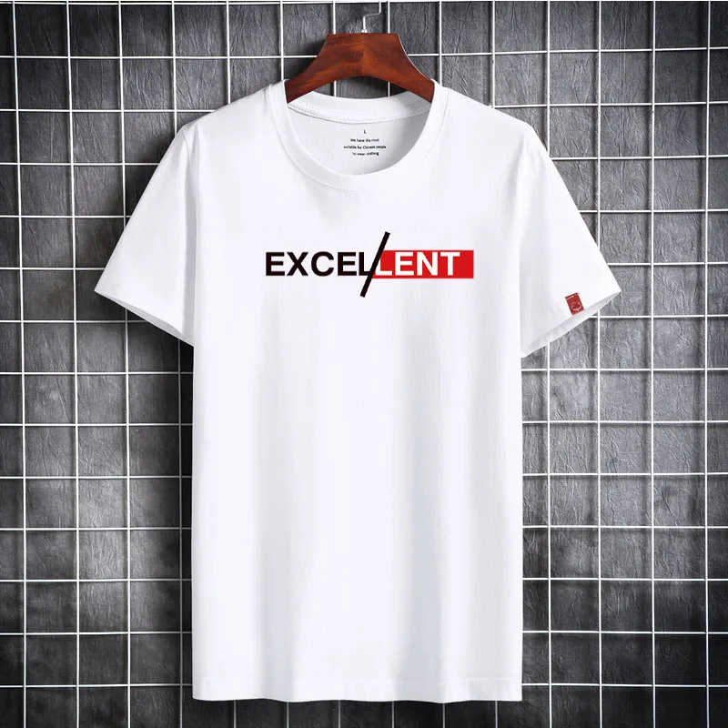 T Shirt Fashion Men Summer Short Sleeve Cotton  T-shirt High Quality Letter Pattern Simple Style Plus Size S - 6XL Men Tshirt