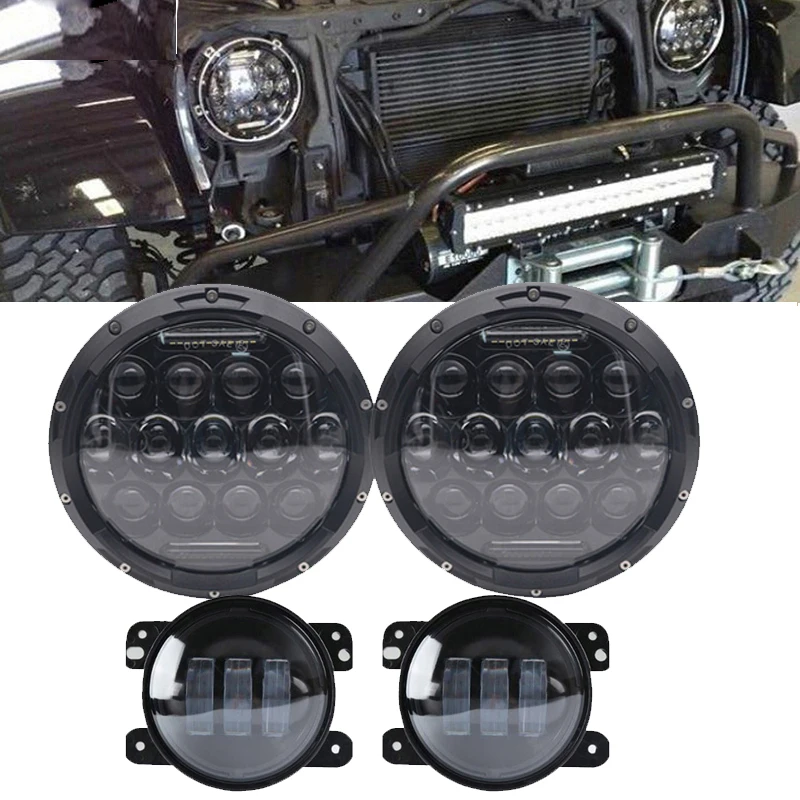 7 inch led headlight with Pair 4'' 30W front bumper led fog light Fog Lamp For Toyota FJ Cruiser Hummer Mazda MIATA MX5 UAZ Ford