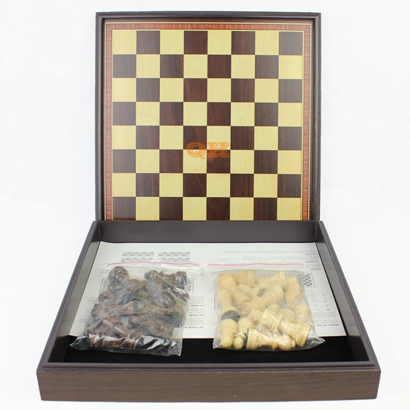 

Hot Wooden Chess Board Game Chess Set Box Wooden Table Environmental Protection Natural Green Water Paint Desktop Entertainment