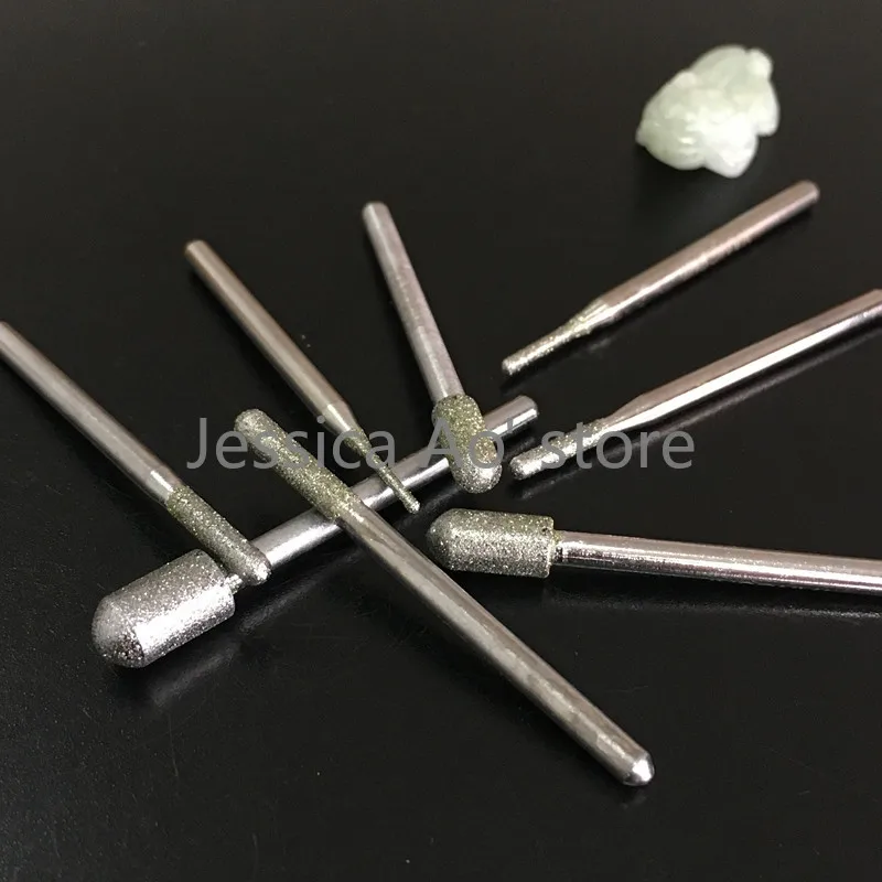 16 pz 1-6mm cilindro a testa tonda utensili abrasivi diamante CBN rettifica ago smerigliatrice angolare punte di lucidatura intaglio di giada in metallo