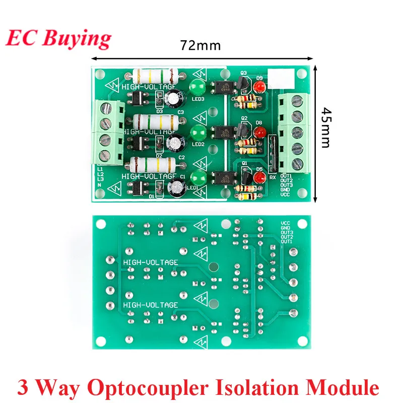 DollaTek AC 220V Optokoppler-Isolationsmodul – 1 Kanal, TTL-Ausgang 3–5V, Für SPS & Mikrocontroller, Testkarte
